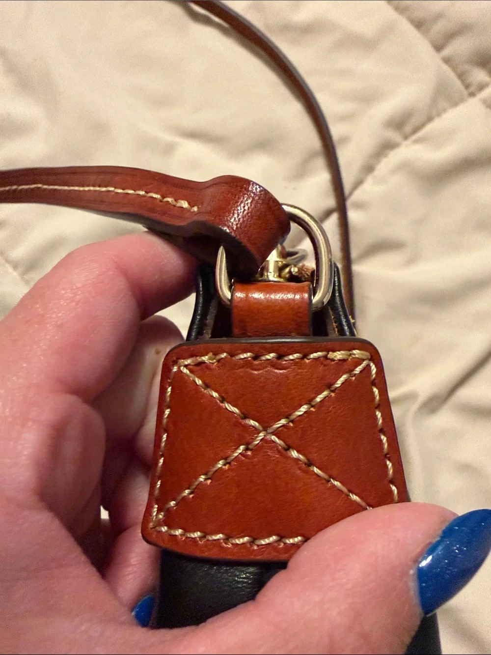 Dooney & Bourke Black Leather Crossbody with Brown Trim